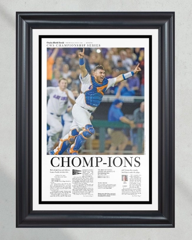 2017 Florida Gators College World Series Champions Framed Front Page Newspaper Print PT60623