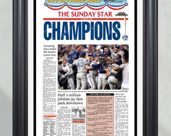 1992 Toronto Blue Jays World Series Champions Framed Front Page