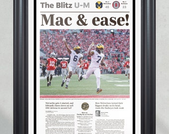 2022 Michigan Wolverines def. Ohio State Buckeyes 11/26/2022 Front Page Newspaper Print