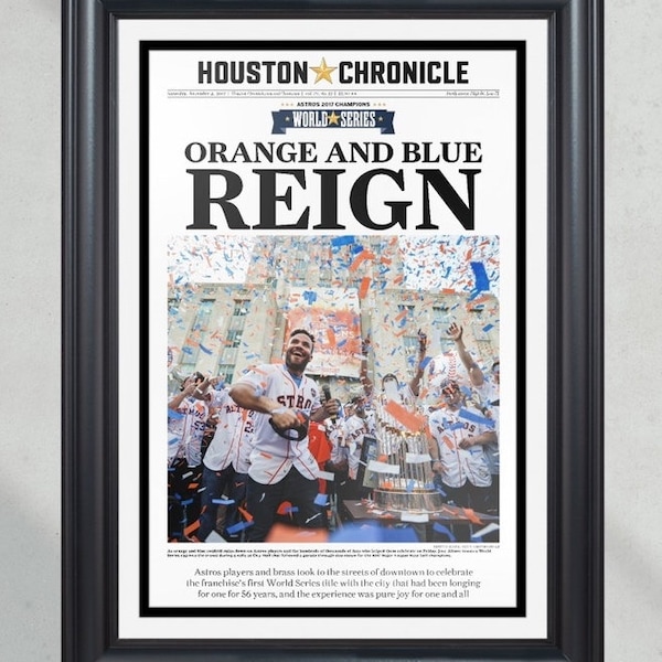 2017 Houston Astros “Parade” World Series framed front page print