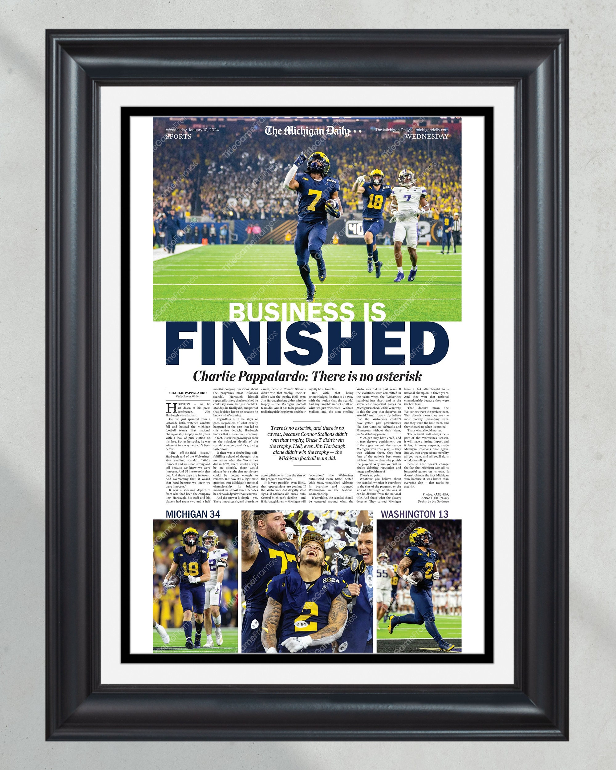 2024 Michigan Wolverines: National Champions - 'BUSINESS IS FINISHED' Commemorative Framed Print PT60391