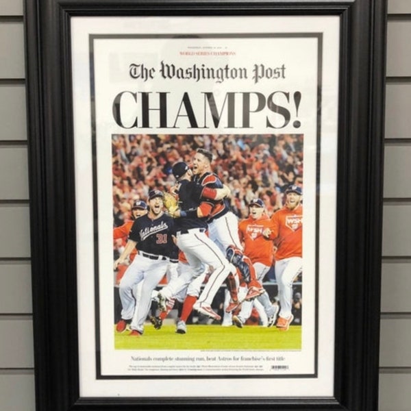 2019 Washington Nationals "Champs" World Series Baseball Champions The Washington Post Newspaper Framed Print