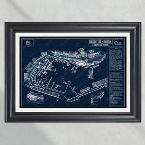 Racecircuit Circuit de Monaco: muurkunst blauwdruk Formule 1 Grand Prix