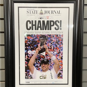 2011 Aaron Rogers Green Bay Packers Super Bowl Champions Framed Front Page Newspaper Print