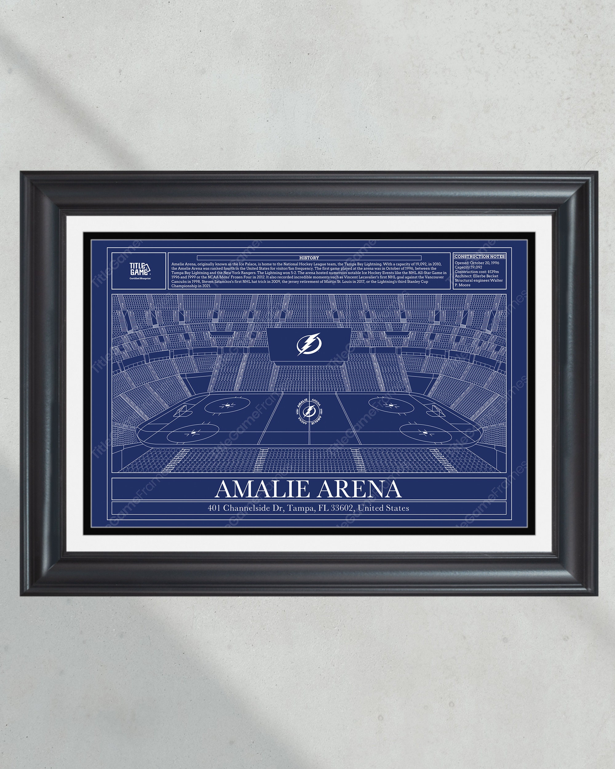 Tampa Bay Lightning Amalie Arena Hockey Stadium Blueprint PT60813