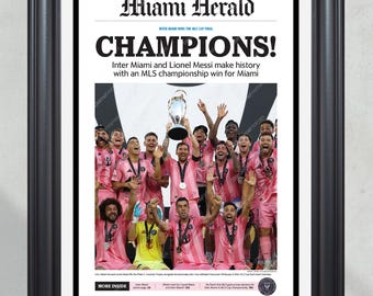 Inter Miami FC 2025 "KAMPIOENEN!" Eerste ingelijste krant van het MLS-kampioenschap