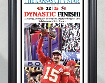 2024 Kansas City Chiefs “DYNASTIC FINISH!” Super Bowl LVIII Sunday Champions Framed Commemorative Print