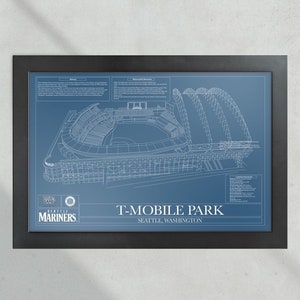 Seattle Mariners T-mobile Park Stadium Ballpark Blueprint Baseball Wall ...
