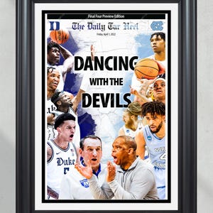 2022 North Carolina Tar Heels vs Duke Final Four Framed Front Page Newspaper Print