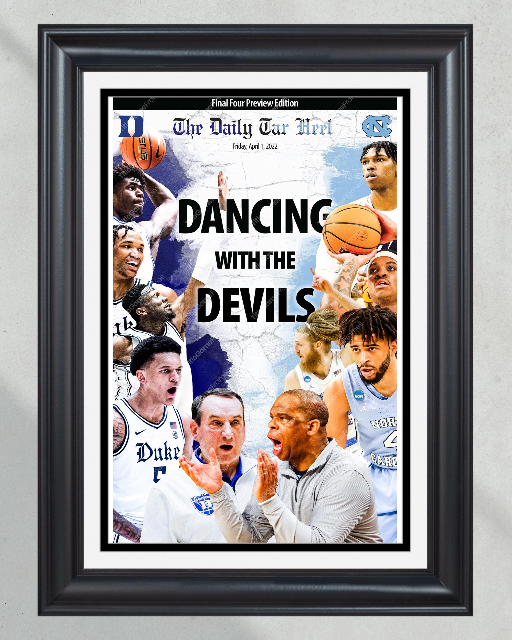 2022 North Carolina Tar Heels vs Duke Final Four Framed Front Page Newspaper Print PT60837