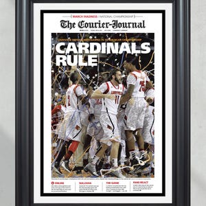 2013 Louisville Cardinals NCAA College Men’s Basketball Champions Framed Front Page Newspaper Print