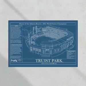 Truist Park Blueprint Print-Only Option with Classic Blueprint Blue Background.