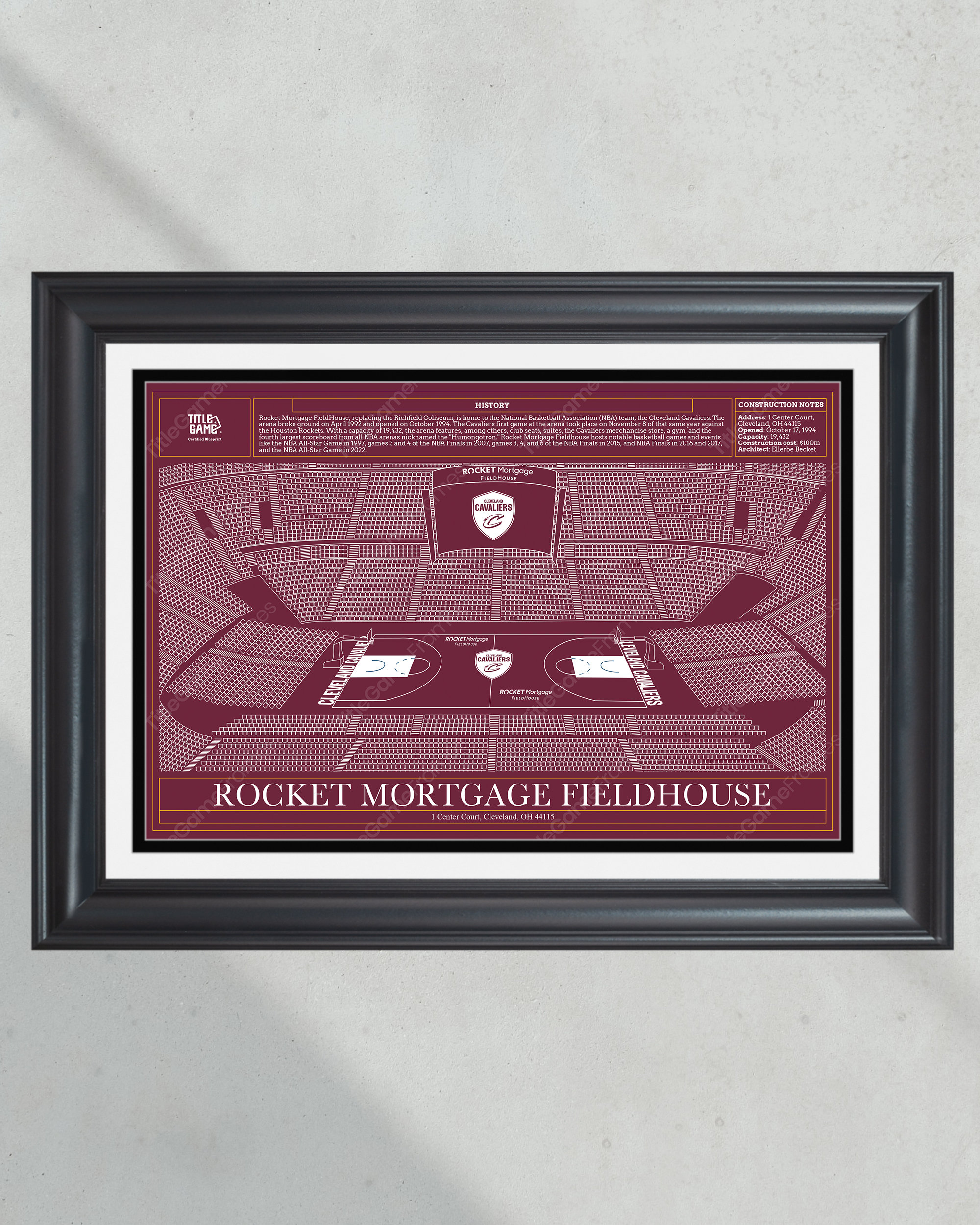 Cleveland Cavaliers Rocket Mortgage Fieldhouse NBA Basketball Stadium Blueprint PT60334