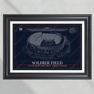 Chicago Bears Soldier Field Stadium Blueprint Football Print