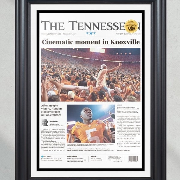 2022 Tennessee Volunteers Upsets Alabama Crimson Tide gerahmter Zeitungsdruck auf der Titelseite