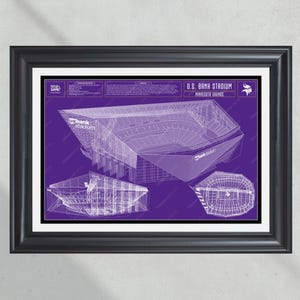 Minnesota Vikings US Bank Stadium Blueprint Football Print