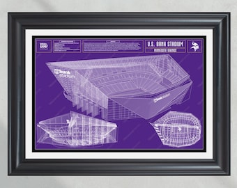 Minnesota Vikings US Bank Stadium Blueprint Football Print