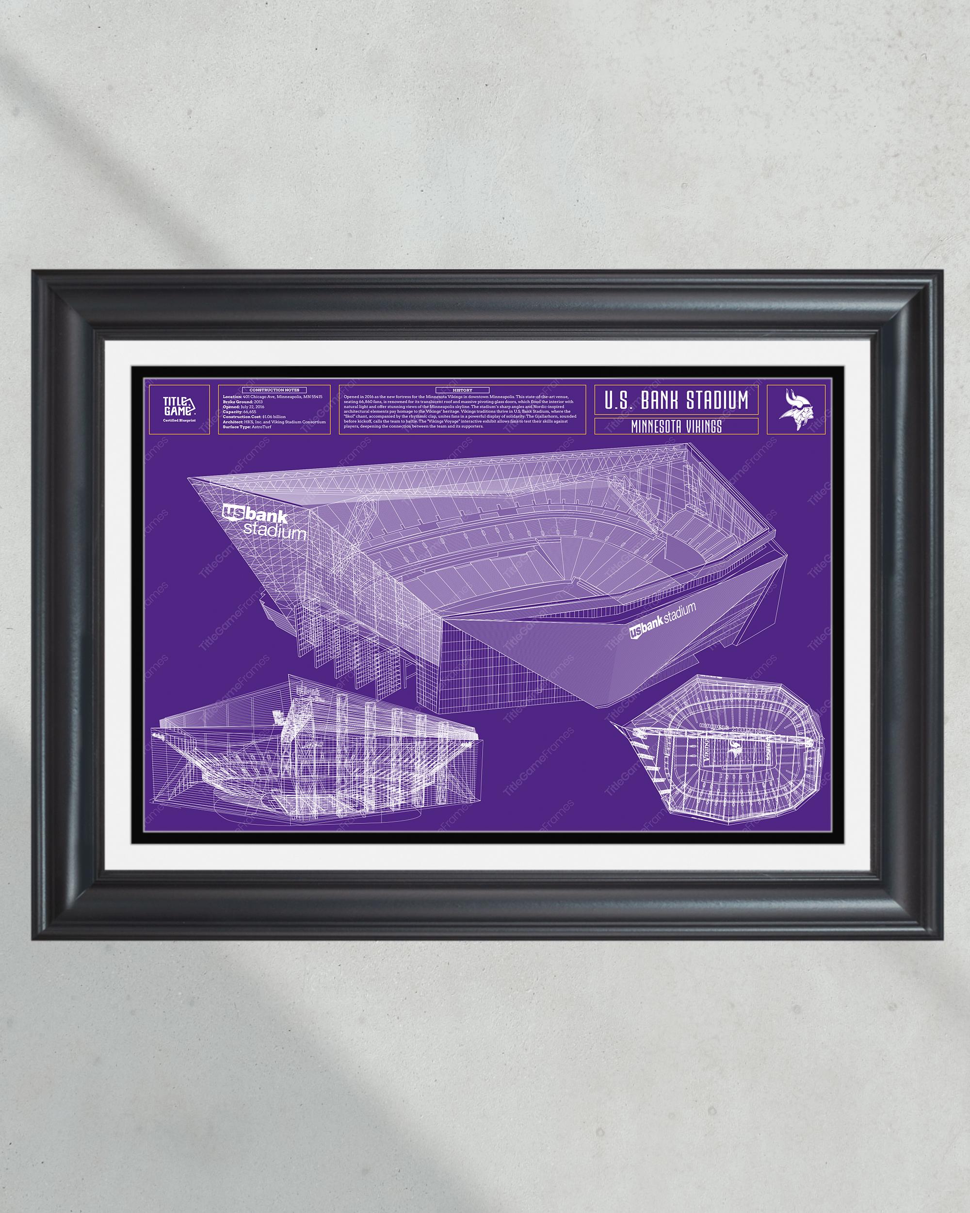 Minnesota Vikings US Bank Stadium Blueprint Football Print PT60797