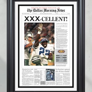 Impression encadrée de la page de couverture du champion du Super Bowl des Cowboys de Dallas 1996