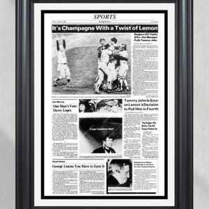 1981 Los Angeles Dodgers World Series Champions Framed Front Page Newspaper Print