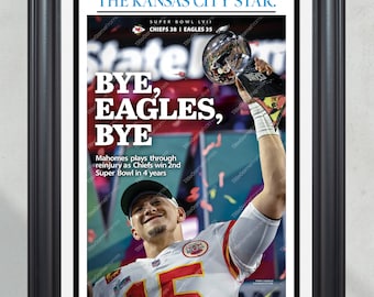 2023 Kansas City Chiefs „Żegnaj, Orły, żegnaj” Mistrzowie Super Bowl LVII Oprawiona pierwsza strona gazety