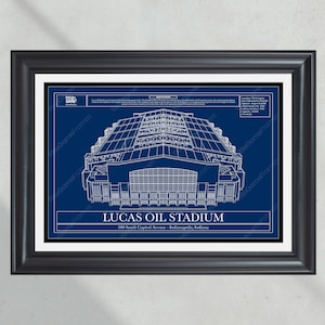 Indianapolis Colts Lucas Oil Stadium Blueprint Football Print