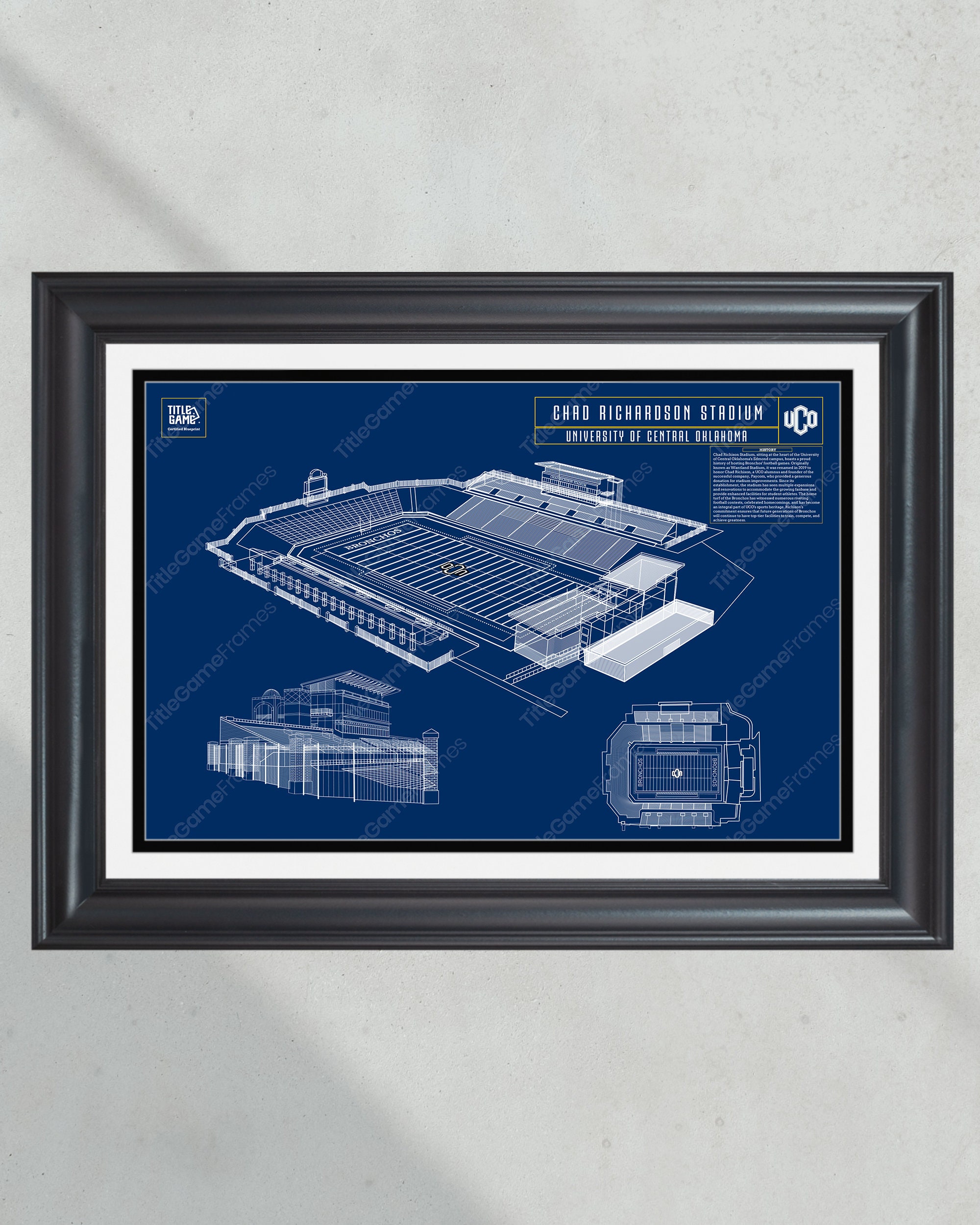 University of Central Oklahoma Broncos Chad Richison Stadium Blueprint PT60511