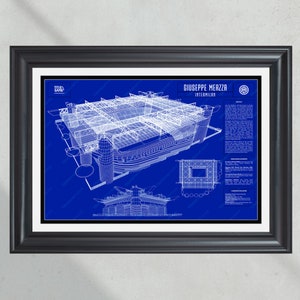 Inter Milan San Siro Stadium Blueprint - Italian Football Wall Art