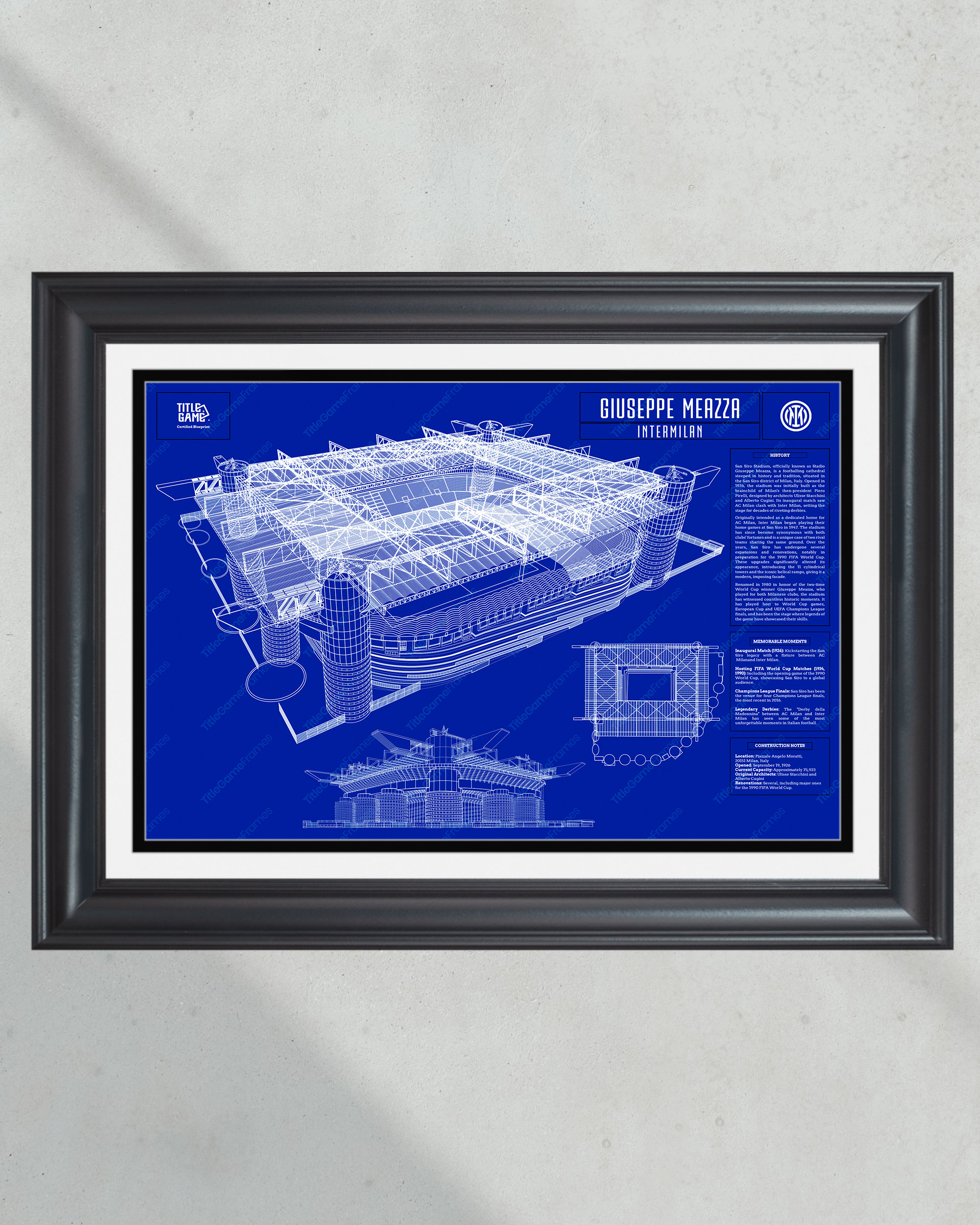 Inter Milan San Siro Stadium Blueprint - Italian Football Wall Art PT60828