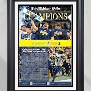 2021 Michigan Wolverines BIG TEN Championship def. Iowa Front Page Newspaper