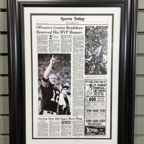 1979 Pittsburgh Steelers Super Bowl XIII Champions Framed Front Page Newspaper Print