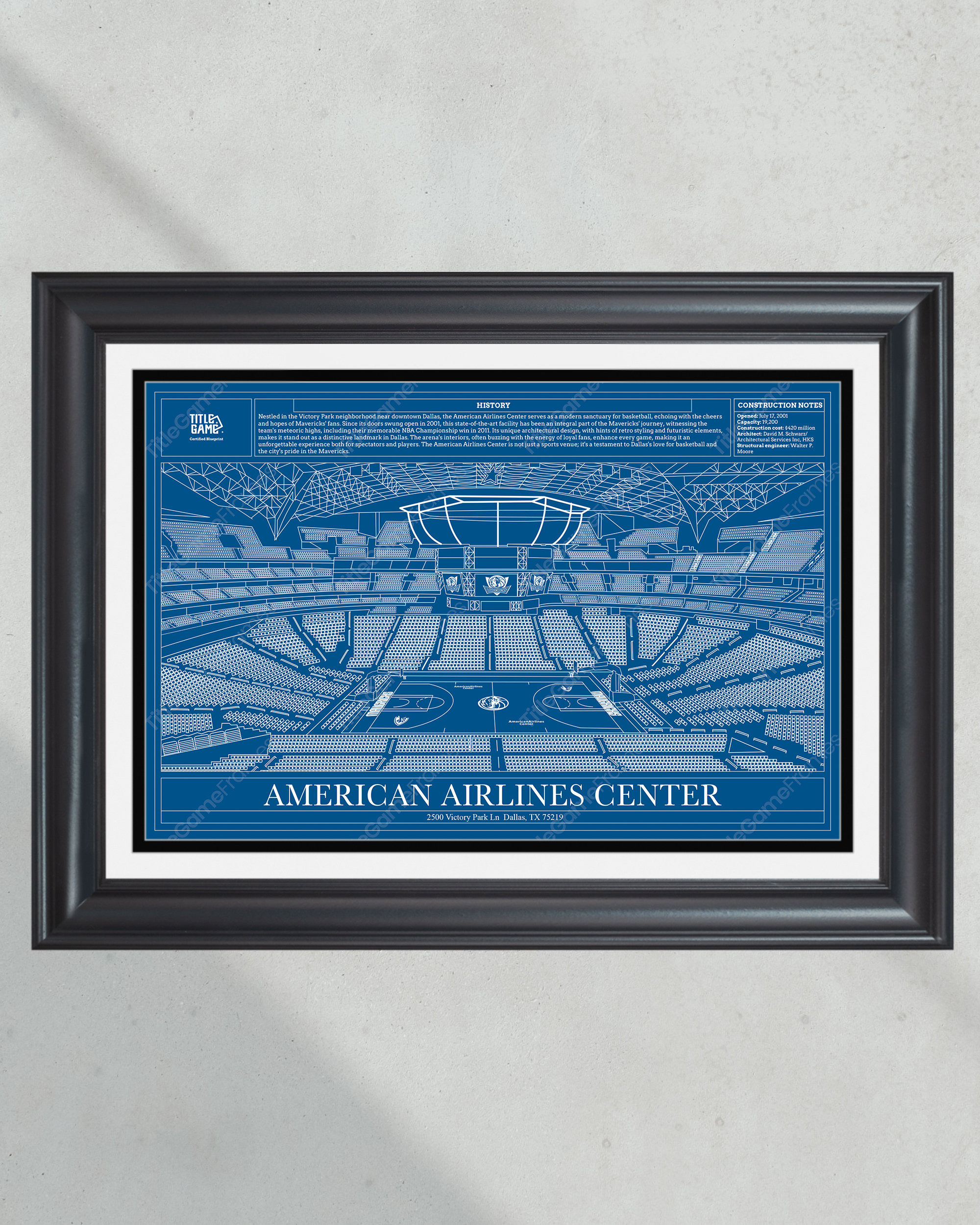Dallas Mavericks American Airlines Center NBA Basketball Stadium Blueprint PT60493