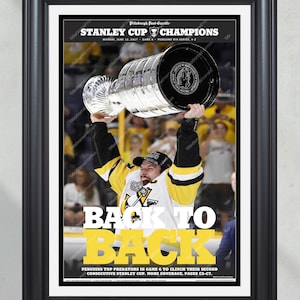 2017 Pittsburgh Penguins &#39;BACK TO BACK&#39; Stanley Cup Champions Commemorative Framed Newspaper