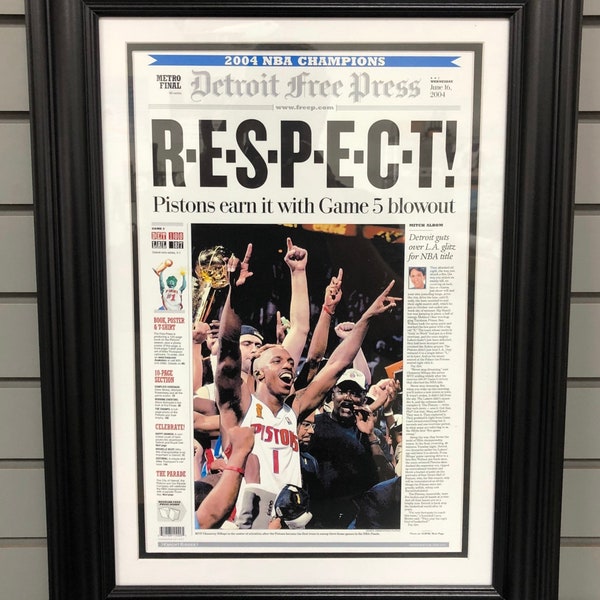 2004 Detroit Pistons NBA Championship Framed Newspaper Cover Print The Palace