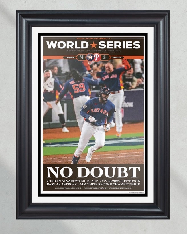 2022 Houston Astros "No Doubt" World Series Framed Front Page Newspaper Print PT61054