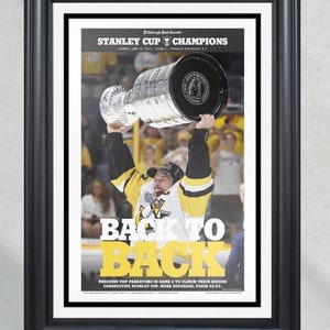 2017 Pittsburgh Penguins Sidney Crosby Stanley Cup Framed Newspaper