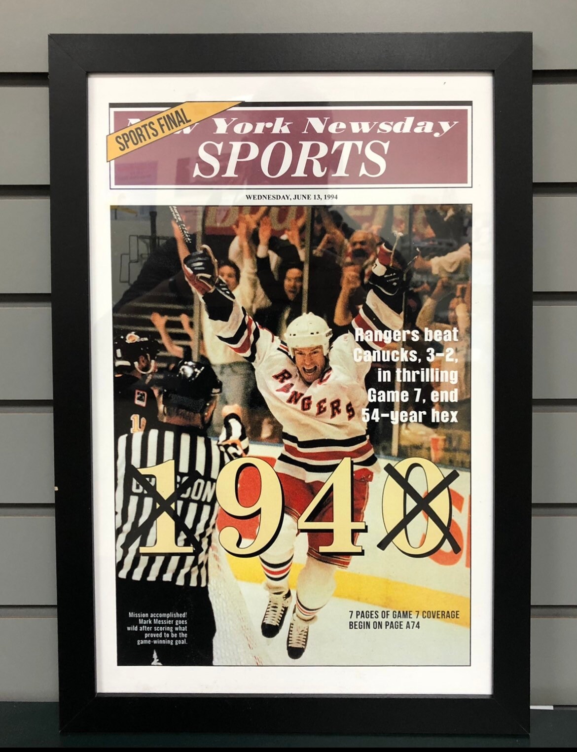 1994 NY Rangers at Last Stanley Cup Champion Framed Front