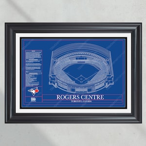 Toronto Blue Jays Rogers Centre Stadium Ballpark Blueprint Baseball Wall Art