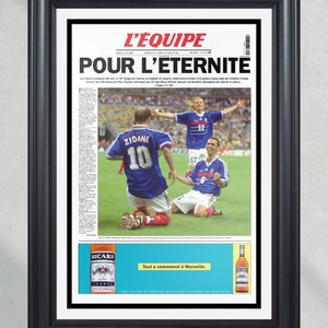 1998 World Cup France Defeats Brazil &#39;POUR L&#39;ETERNITE&#39; L&#39;Equipe&#39;s Front Page Newspaper Print