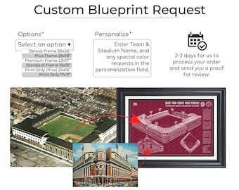 Custom Stadium Blueprint - Personalized Sports Stadium Wall Art - Choose Your Team, Sport & Stadium