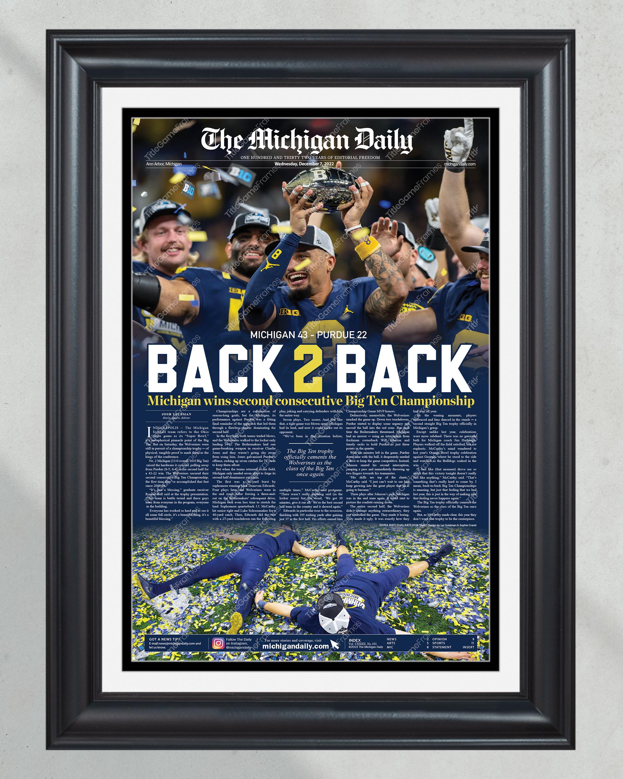2022 Michigan Wolverines Big Ten Championship def. Purdue Boulermakers Front Page Newspaper Print PT60691