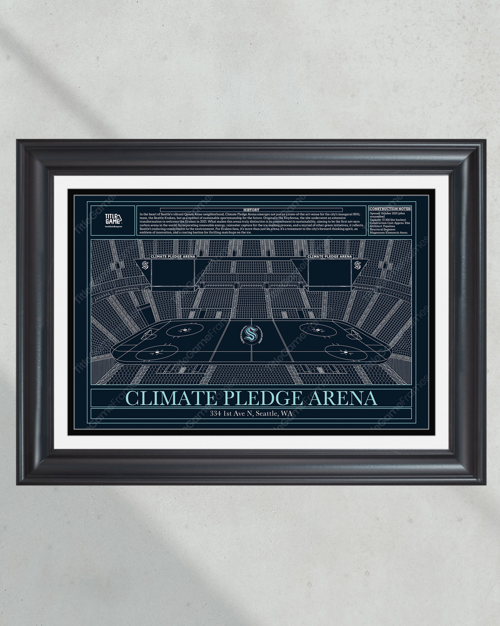 Seattle Kraken Climate Pledge Arena Hockey Stadium Blueprint PT60576