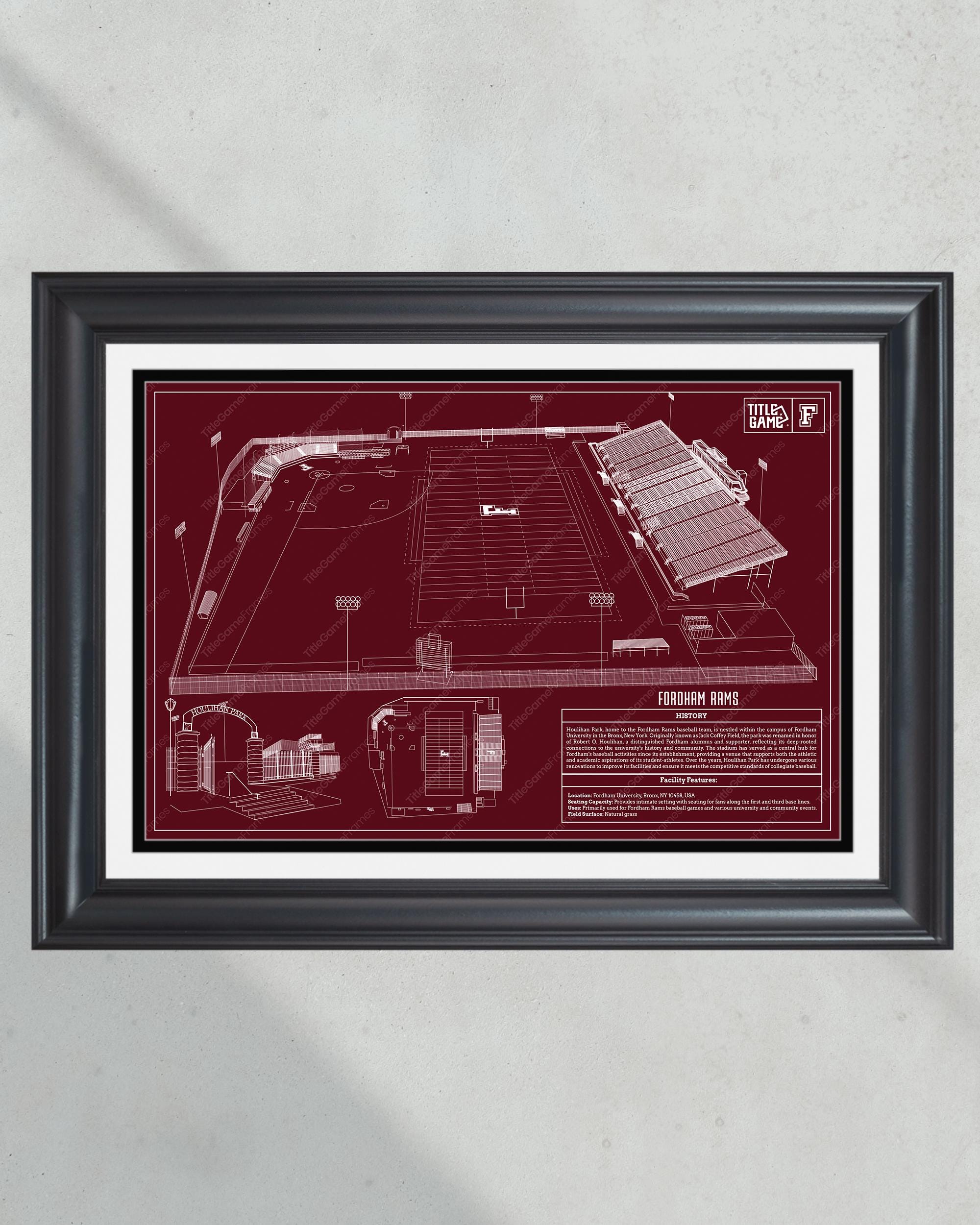 Fordham Rams Houlihan Park Blueprint: College Baseball Wall Art PT60318