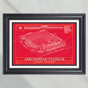 Kansas City Chiefs Arrowhead Stadium Blueprint Football Print