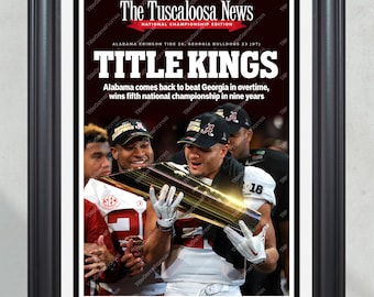 2018 Alabama Crimson Tide NCAA College Football National Champions Framed Front Page Newspaper Print