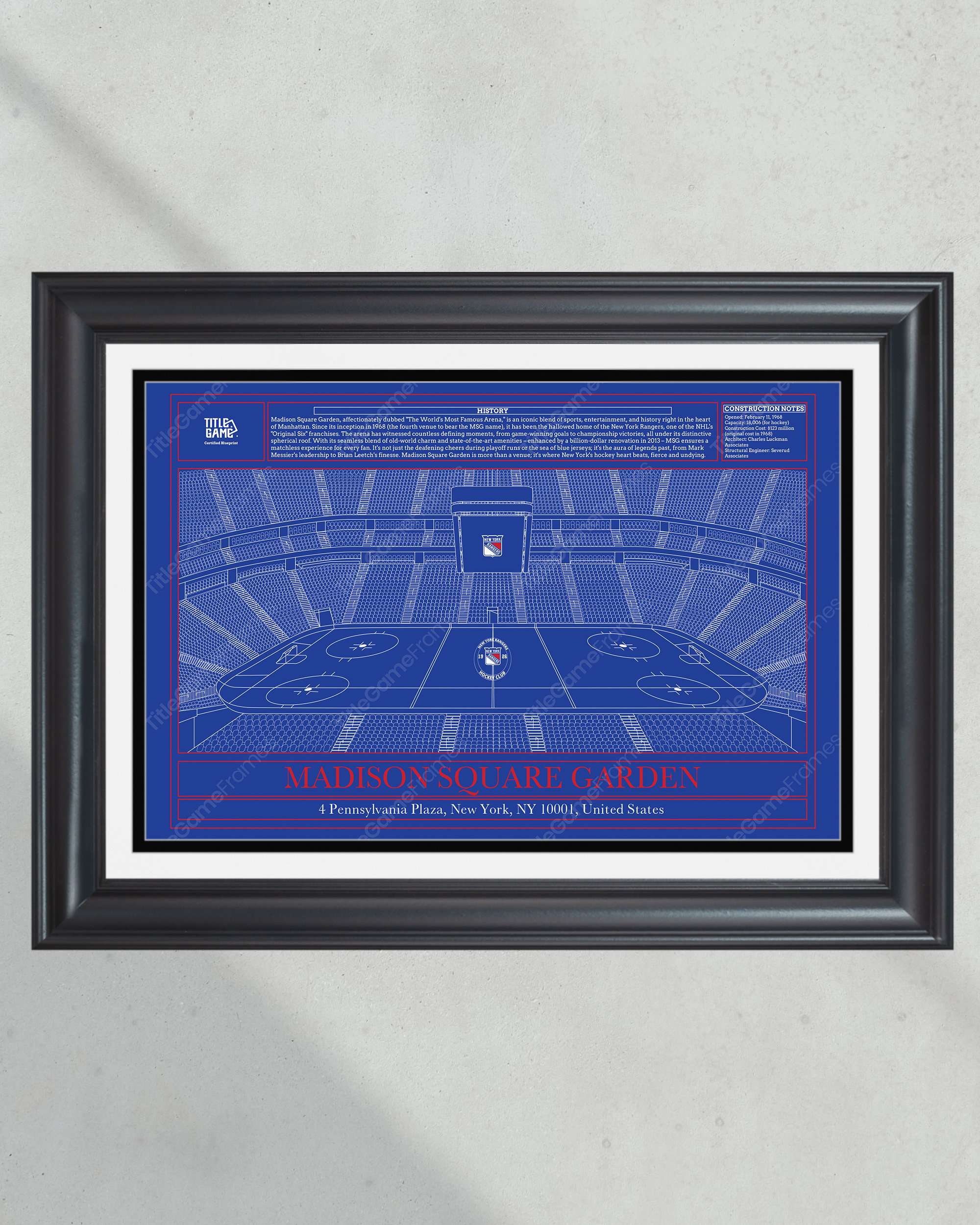 New York Rangers Madison Square Garden Hockey Stadium Blueprint PT60607