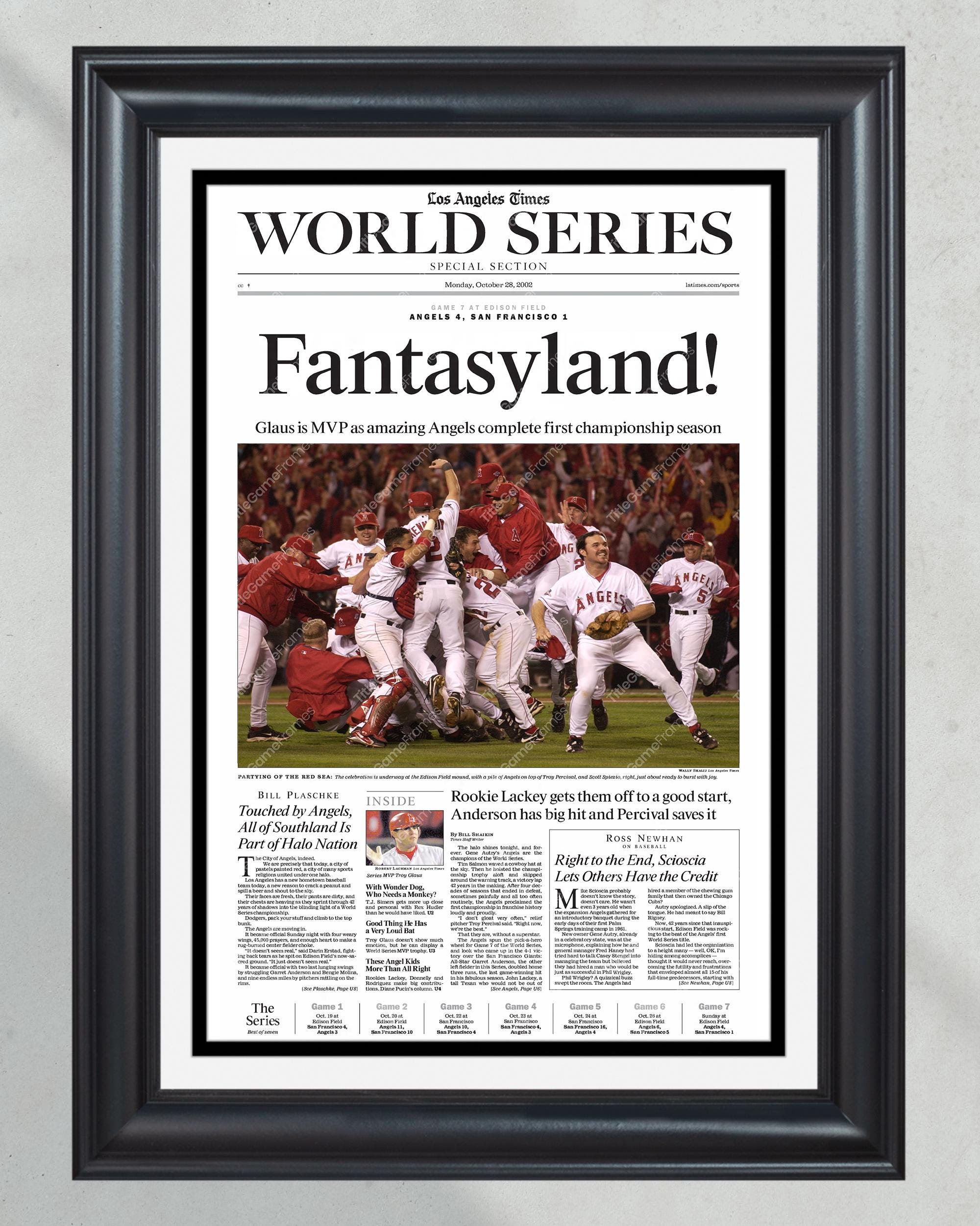 2002 Anaheim Angels 'Fantasyland' World Series Champions Framed Newspaper Print PT61053
