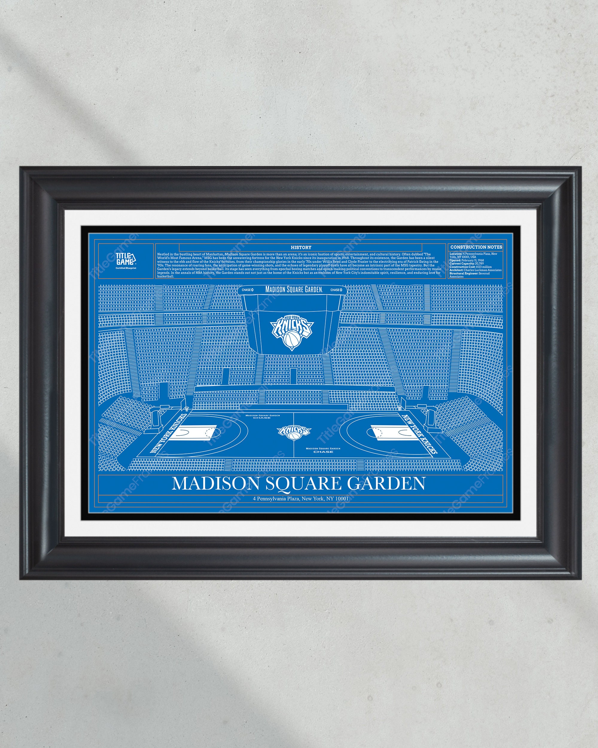 New York Knicks Madison Square Garden NBA Basketball Stadium Blueprint PT61025