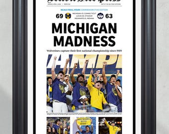 Michigan Wolverines 2026 “Michigan Madness” Campeones de la NCAA Celebración de March Madness Periódico impreso