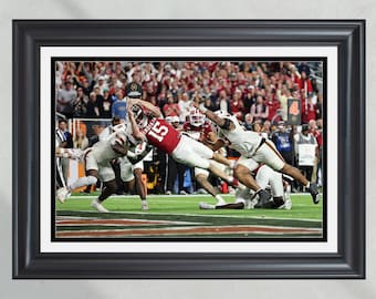 2026 Indiana Football “Mendoza Touchdown” CFP Championship vs Miami Framed Poster — Title-Sealing 4th Down Score